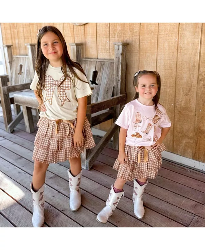 Футболка с коротким рукавом Cowgirl Cutie для маленьких и больших девочек Sweet Wink, розовый — фото 3