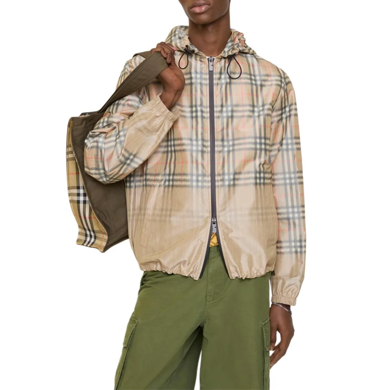 Худи-куртка Burberry Градиентная чековая, Sandy бежевый — фото 3