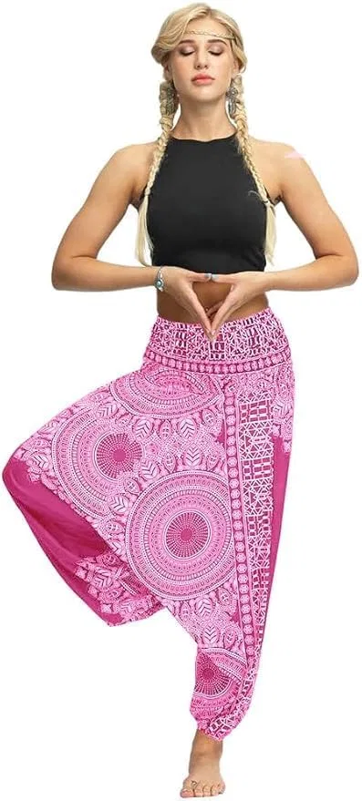 Женские брюки-афгани с принтом павлина, Pink, S-XL — фото 3