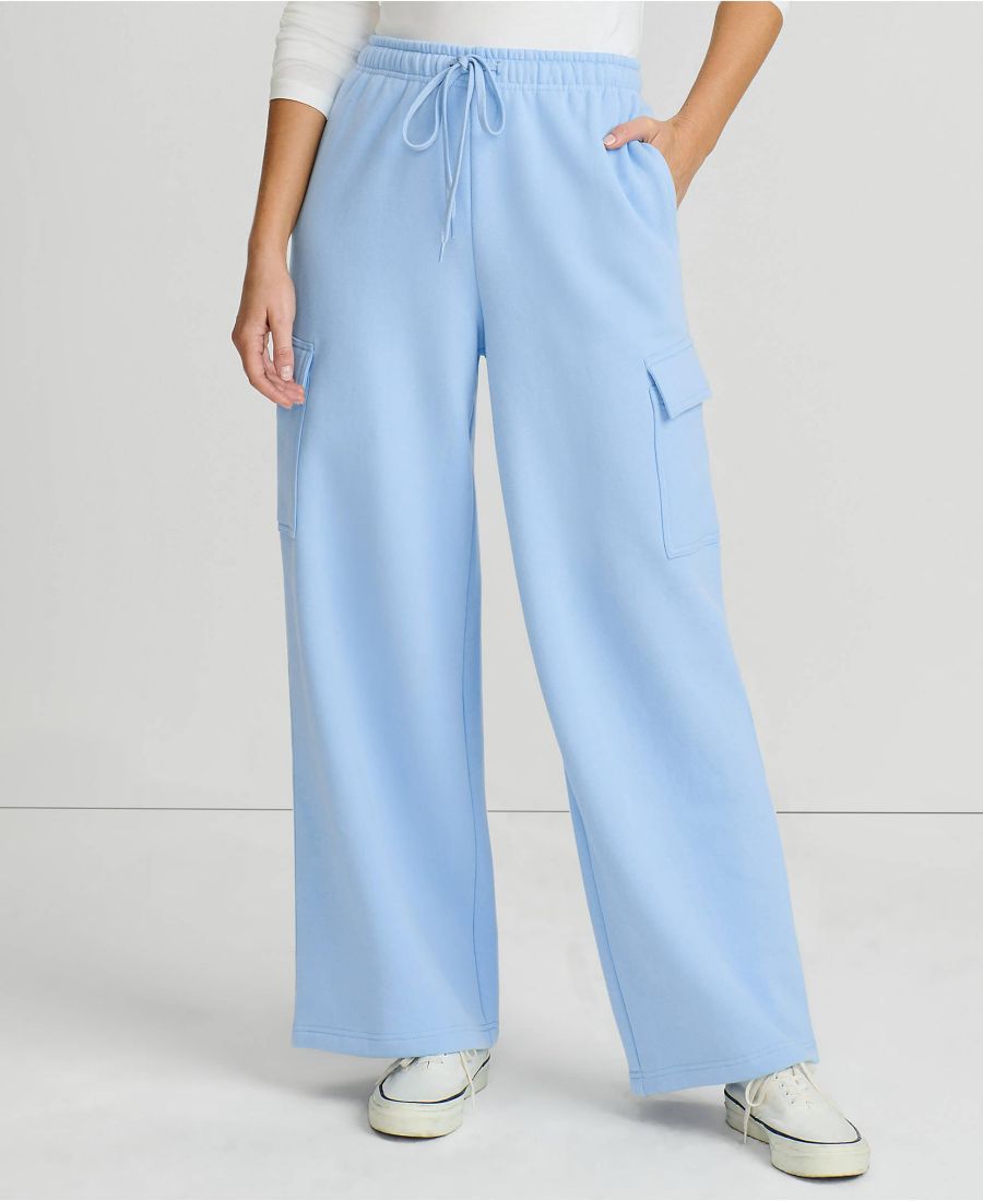 

Женские спортивные брюки Serious Sweats с высокой посадкой и широкими штанинами, классические, втачные Lands' End, Bermuda blue