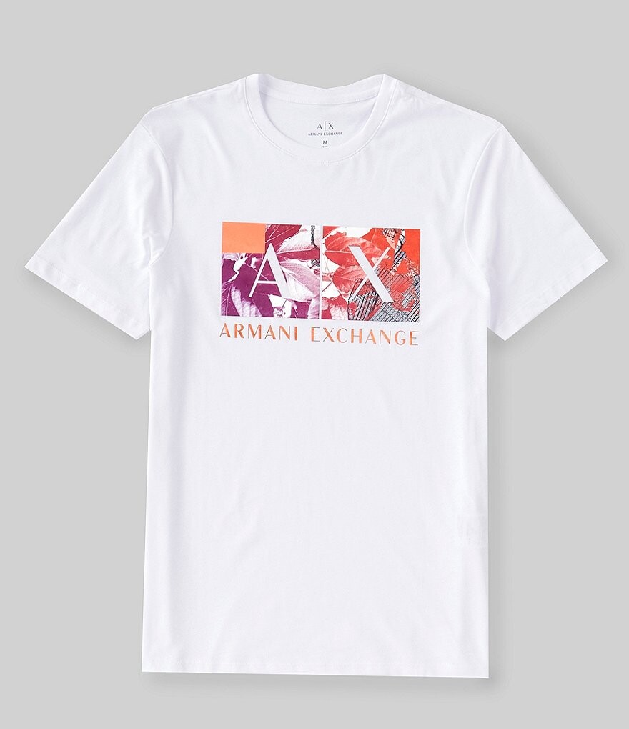

Armani Exchange приталенная футболка с цветочным принтом и короткими рукавами, белый