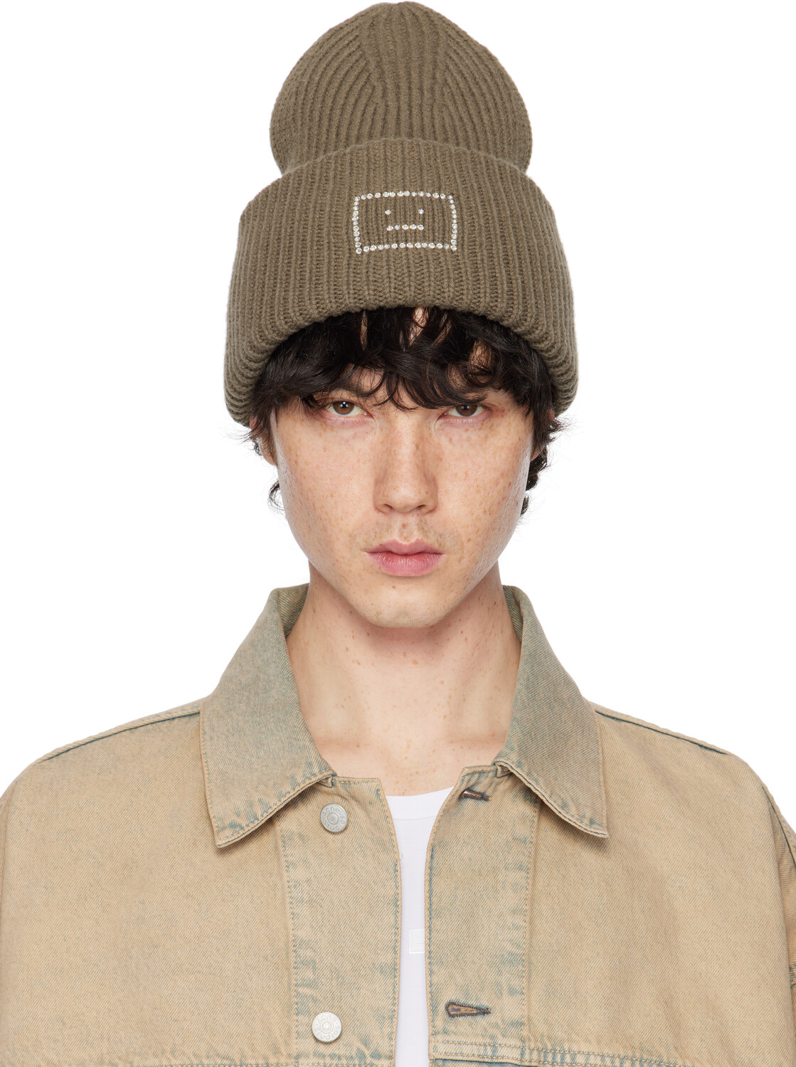 

Шапка цвета хаки с логотипом в виде лица Acne Studios, Khaki green