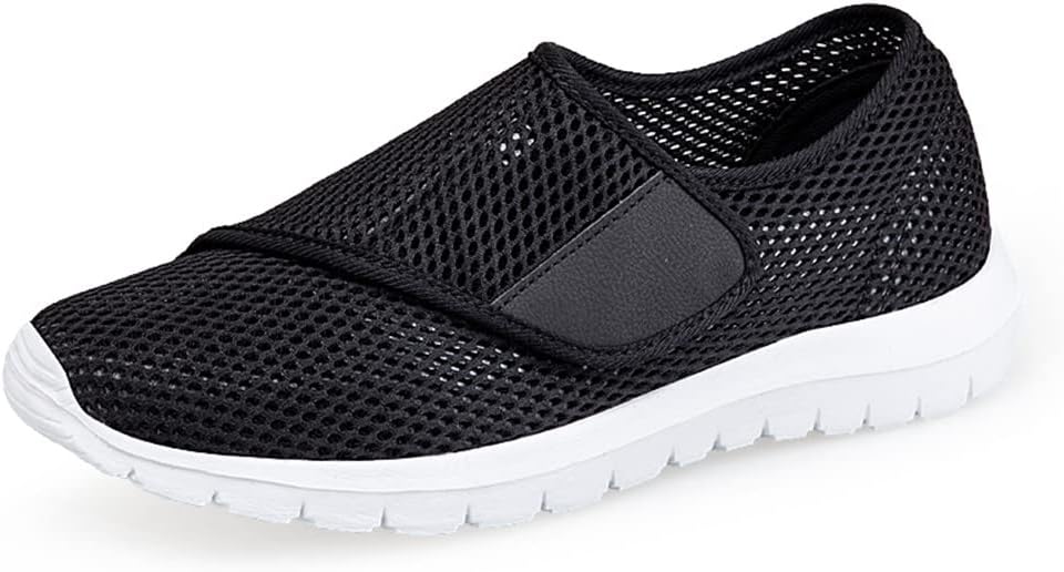 

LEADER SHOW Мужские повседневные удобные прогулочные туфли Ультралегкие лоферы с противоскользящей подошвой и застежкой-липучкой Модные кроссовки, черный