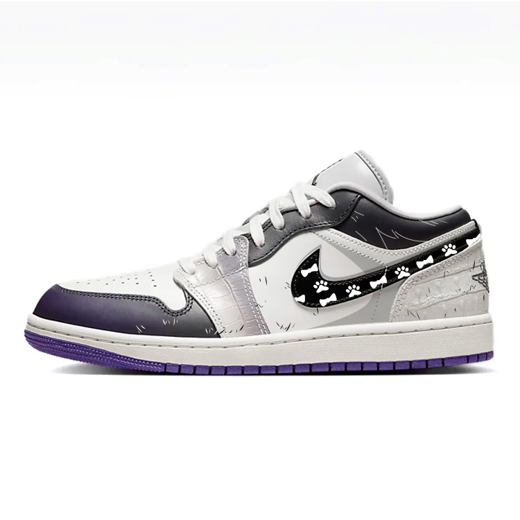 

Кроссовки Air Jordan 1 Vintage Basketball Shoes Women's Low-top White/black/purple, фиолетовый