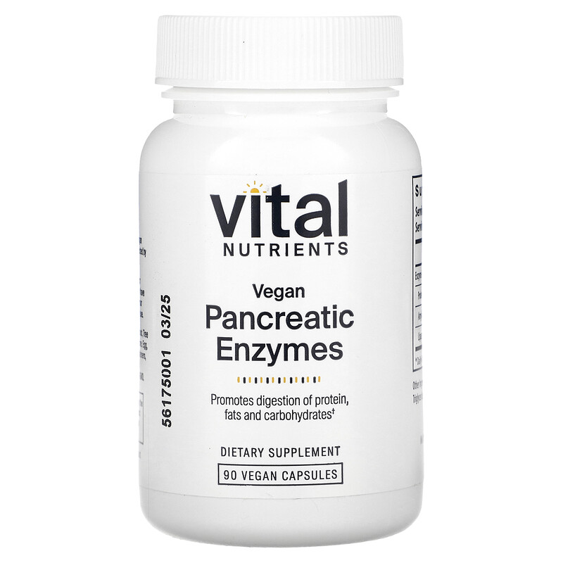 

Vital Nutrients, веганские панкреатические ферменты, 90 веганских капсул