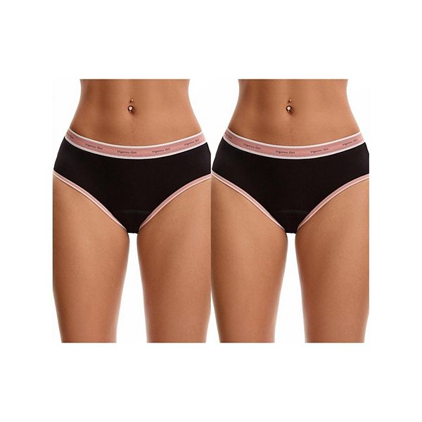 

2 пачки женских трусиков с контрастной окантовкой и принтом, mid rise, leak proof Inspire Chic, Pink