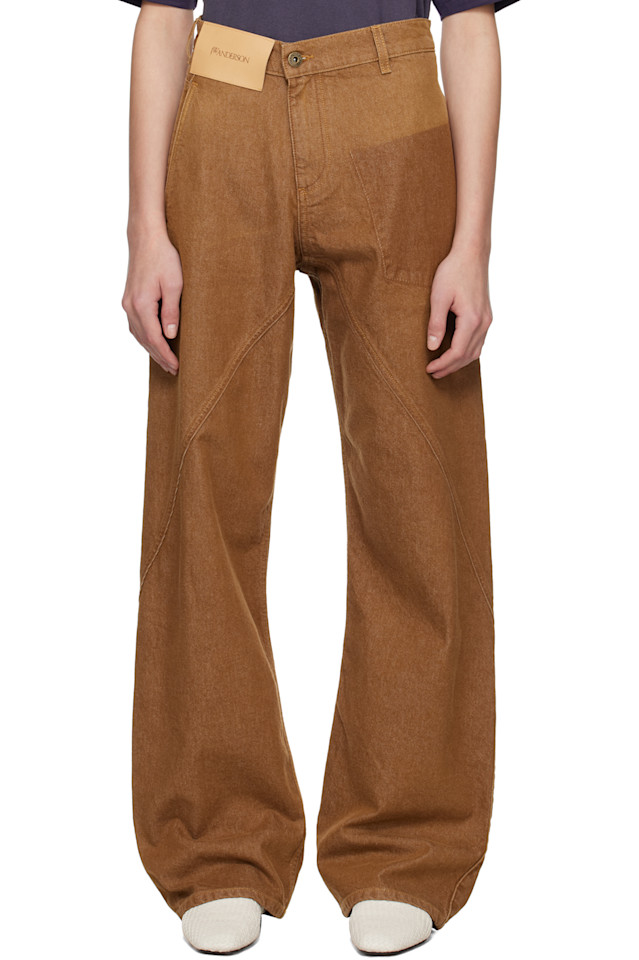 

Джинсы в стиле workwear с эффектом скручивания Jw Anderson, цвет rust