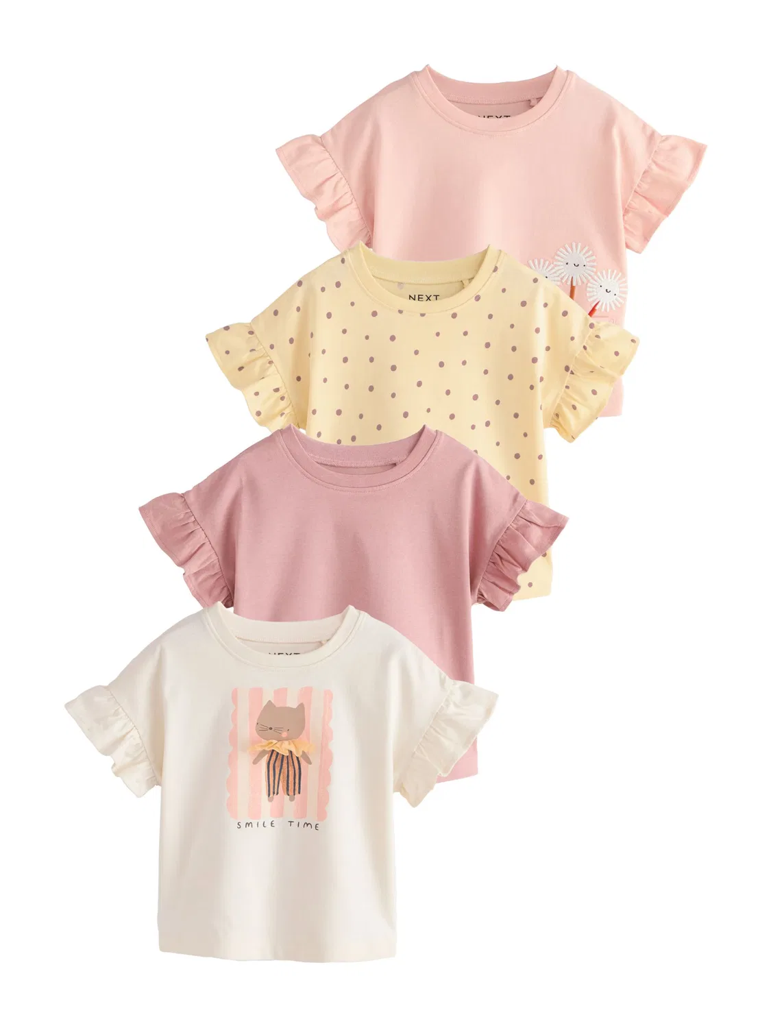 Футболка Next, Light Yellow/Pastel Pink/Light Pink/White