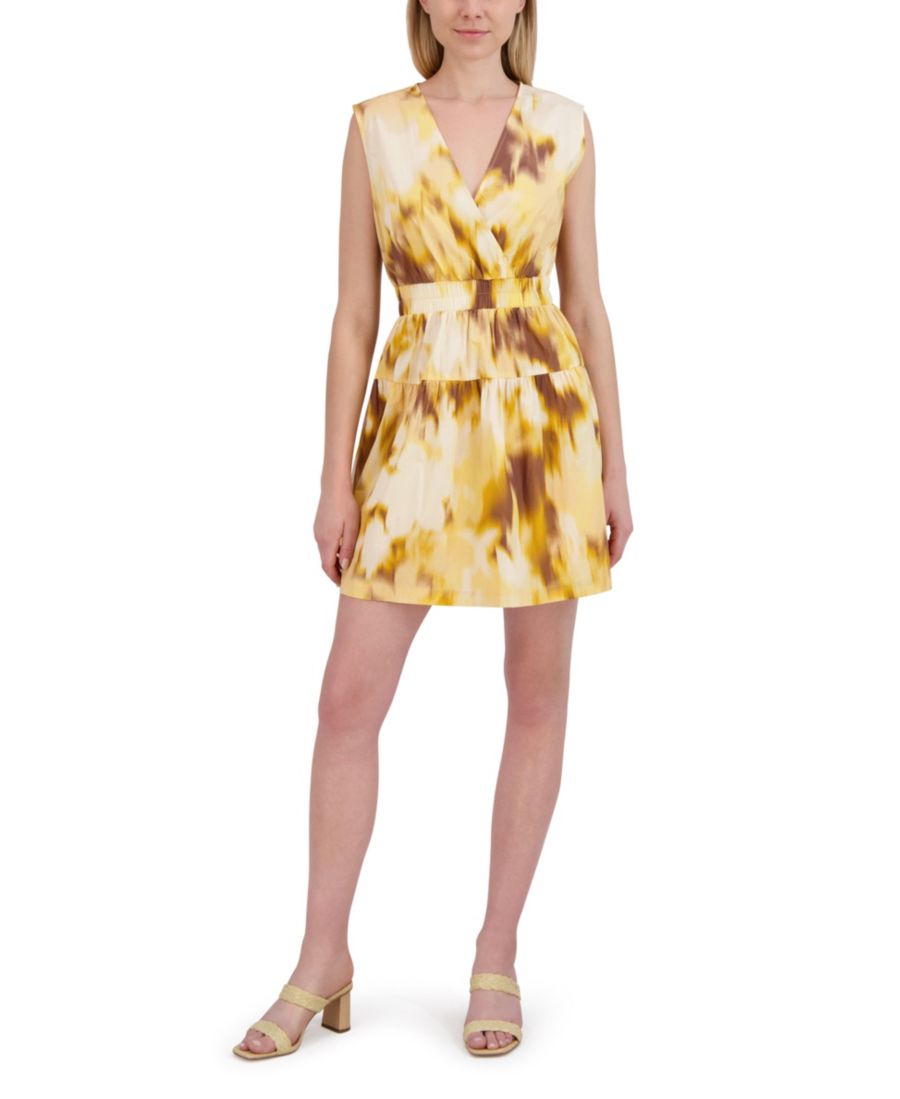 

Женское короткое платье с удлиненными рукавами и ярусным кроем Laundry by Shelli Segal, Golden sun