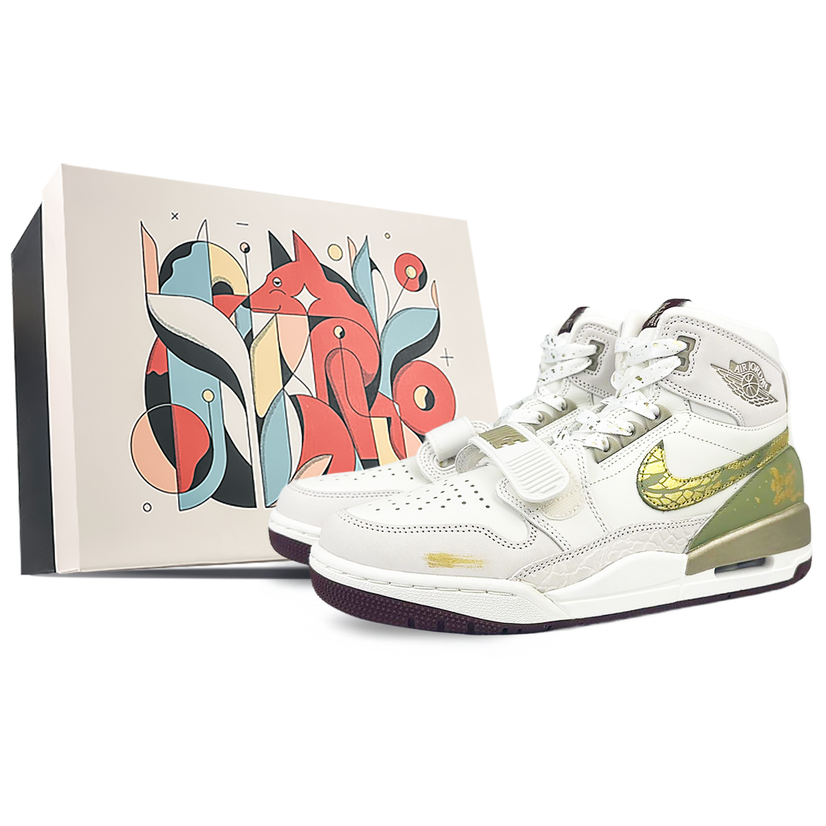 

Jordan Мужские высокие баскетбольные кроссовки Legacy 312 с противоскользящей подошвой, белые