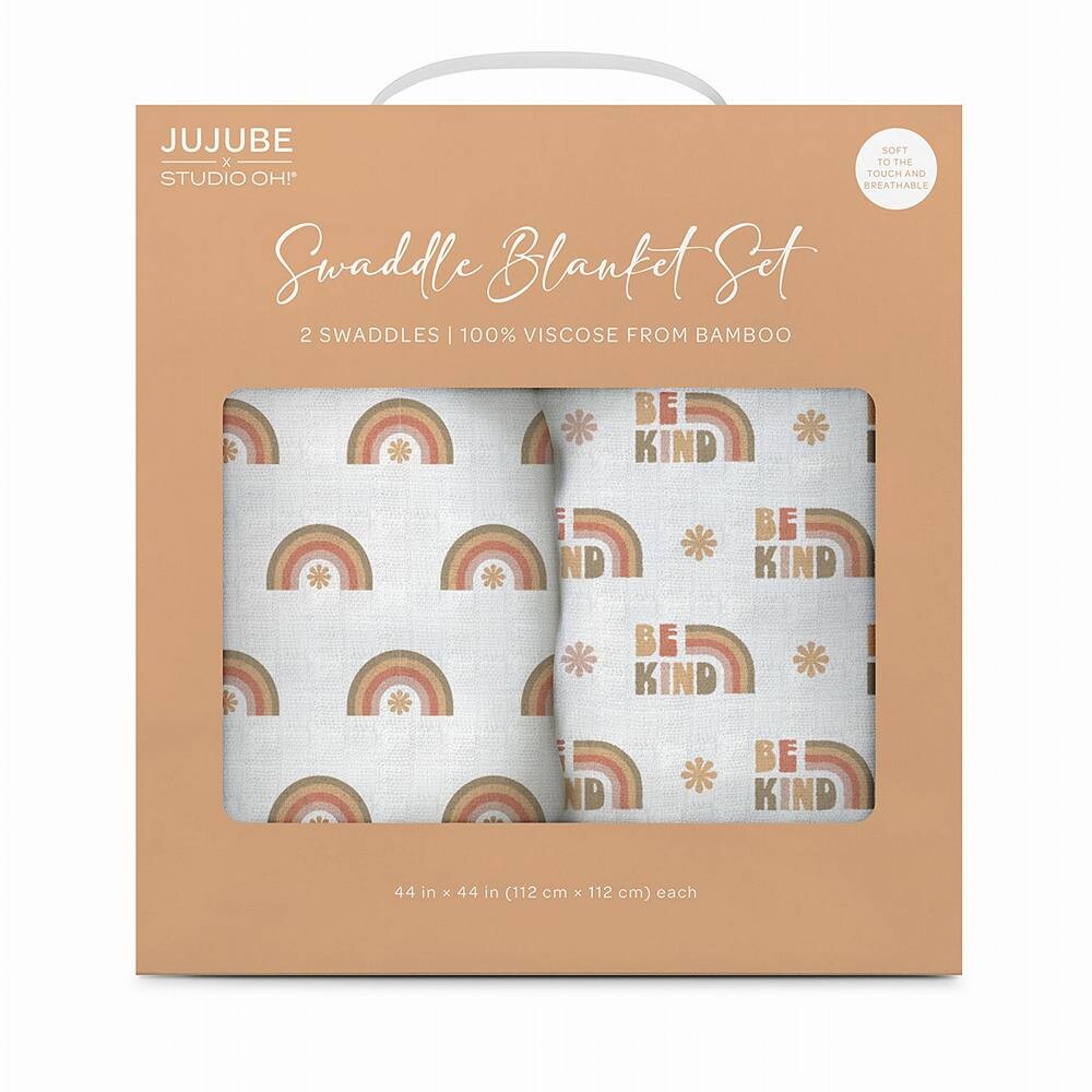 

JuJuBe x Studio Oh! Комплект из 2 пеленальных одеял, цвет Be Kind Rainbows