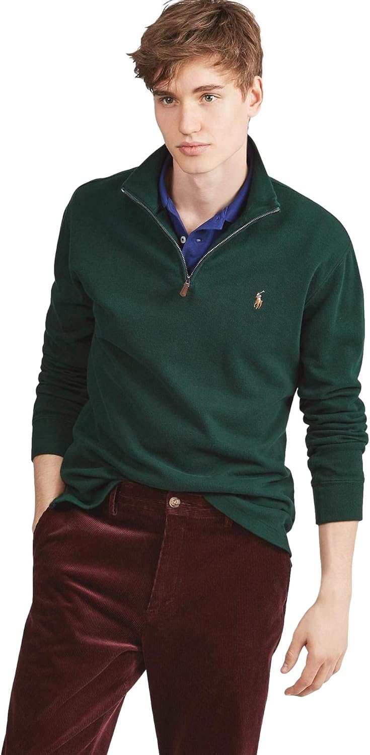 Polo Ralph Lauren мужская флисовая толстовка с длинным рукавом и молнией на четверть, Ralph-Lauren Pine Green — фото 2