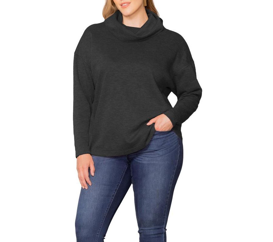 

Свитер с высоким воротником Astrid больших размеров Kiyonna, Black noir