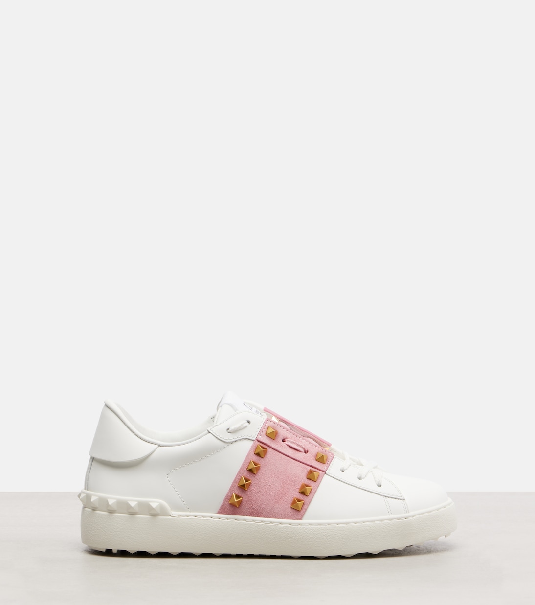 Кожаные кроссовки Rockstud Untitled Valentino Garavani, Bianco/Vintage Rose/Bianco — фото 4
