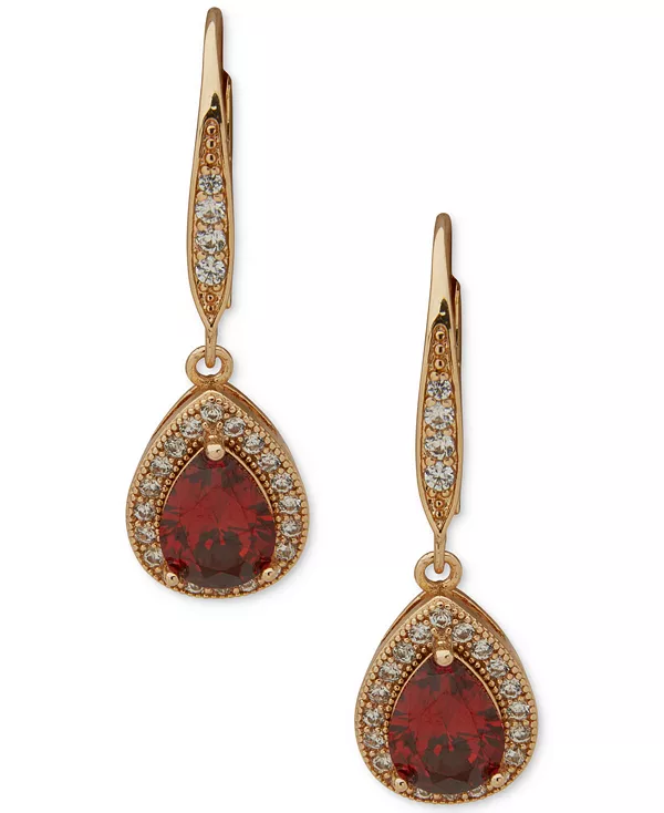 

Серьги-Капельки с золотыми цирконами в форме груши Anne Klein, red