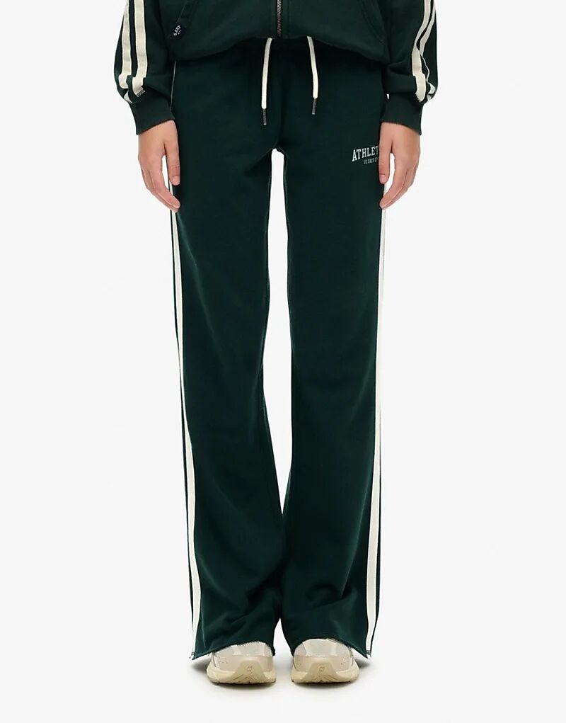 

Спортивные брюки-клеш Superdry Athletic в полоску цвета «эмаль» зеленого цвета