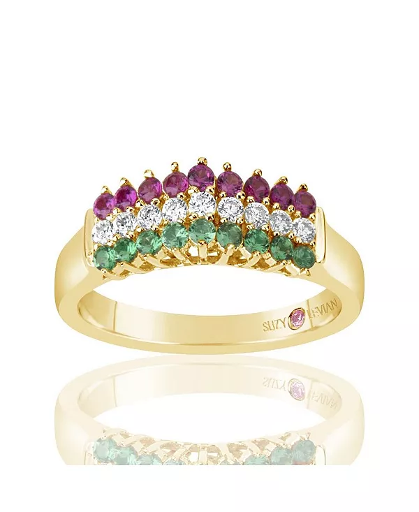 

Кольцо Suzy Levian из стерлингового серебра с тремя рядами кубических цирконий в форме пирамиды Suzy Levian New York, multicolor