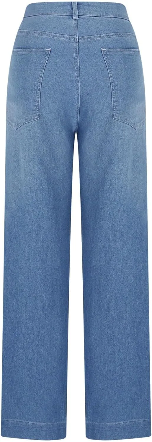 Женские джинсы Wide Leg High Waisted Loose с карманом — фото 3