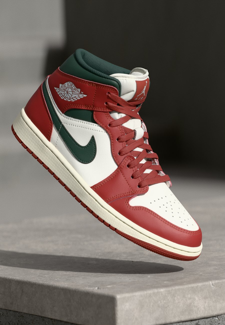 

Кроссовки Jordan AIR JORDAN 1 MID, Sail/Midnight Green/Pure Platinum-Coloured/Redstone/Brown