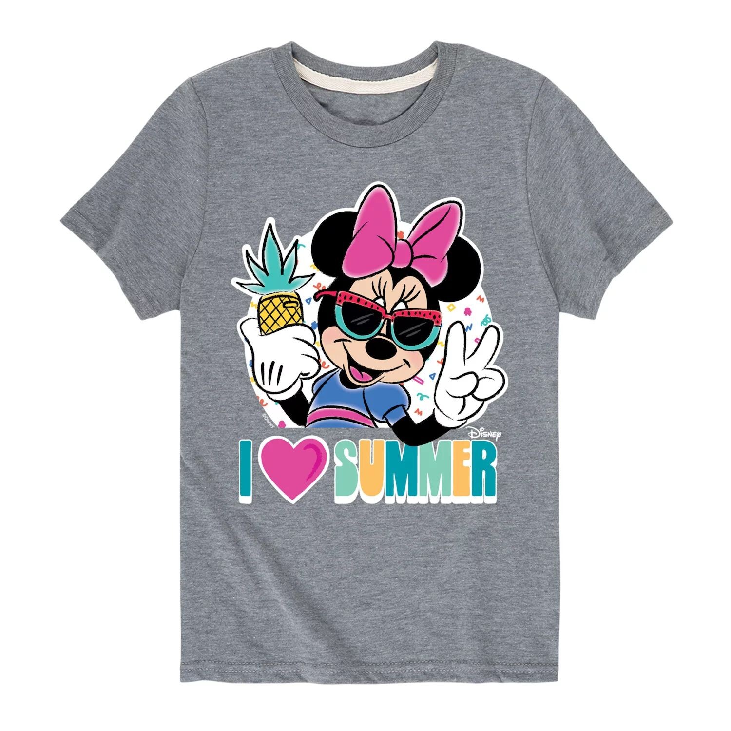 

Летняя футболка с рисунком «I Heart» для мальчиков 8–20 лет Disney's Minnie Mouse Disney, серый