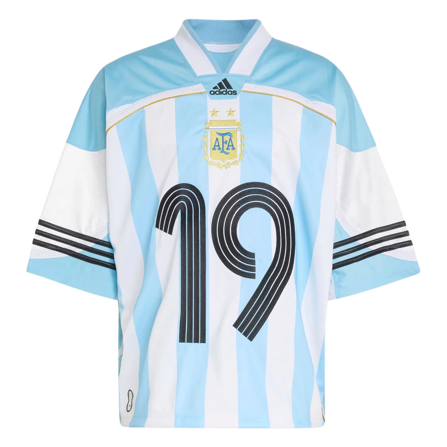 Футболка с v-образным вырезом в полоску Adidas, Transparent Blue/White/Black