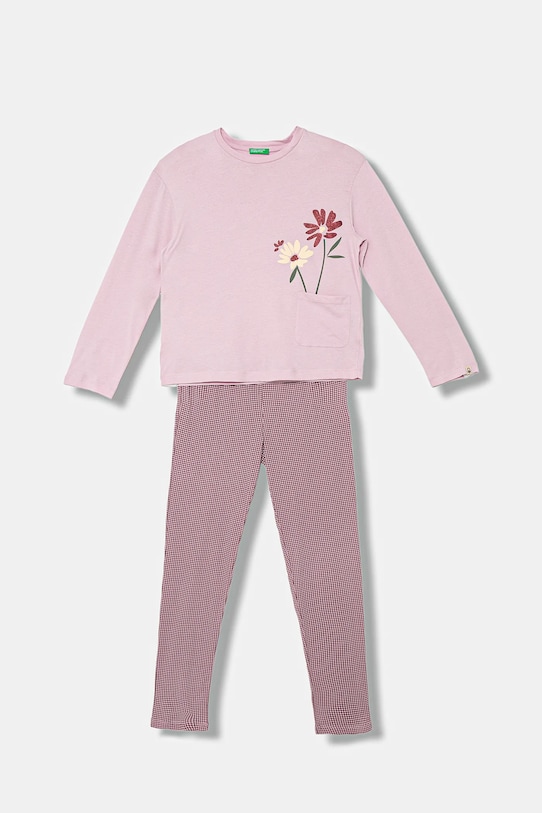 

Детская хлопковая пижама United Colors Of Benetton, розовый