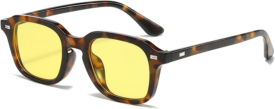 

Солнцезащитные очки YAMEIZE в стиле ретро, ​​квадратная оправа, для мужчин и женщин, винтажные солнцезащитные очки 90-х годов, квадратная оправа, защита UV400, Leopard Yellow