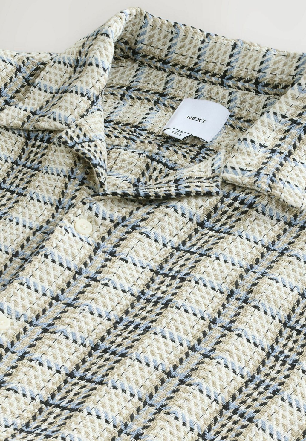 Рубашка TEXTURED CHECK SHORT SLEEVE Next, кремовый — фото 2