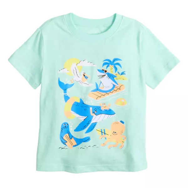 

Футболка с принтом для мальчиков с коротким рукавом Jumping Beans, цвет aqua ocean friends