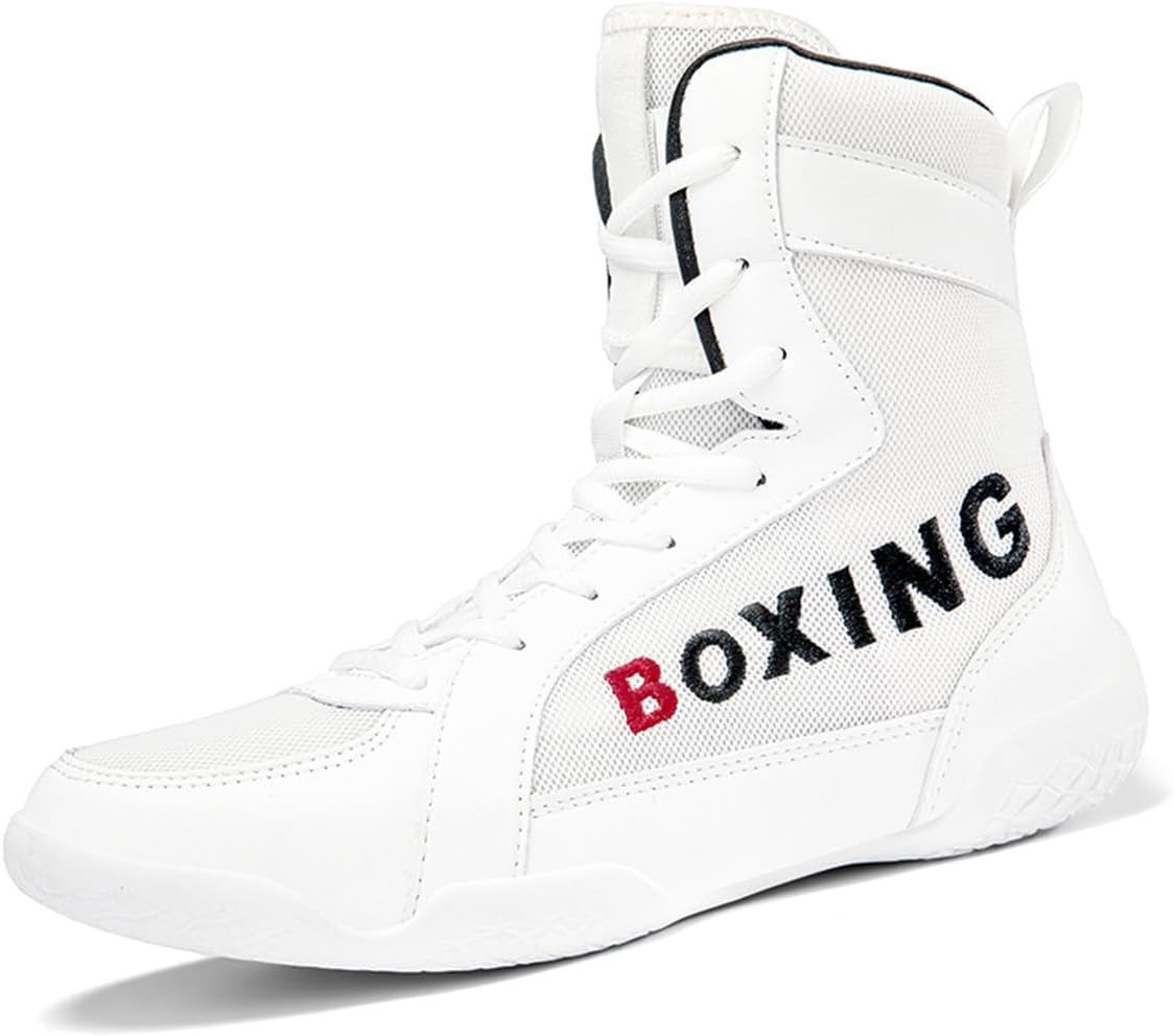 

Мужские сетчатые борцовские кроссовки Легкие спортивные фитнес-кроссовки Для боев и тренировок Повседневные дышащие боксерские ботинки Ukuboxbag, белый
