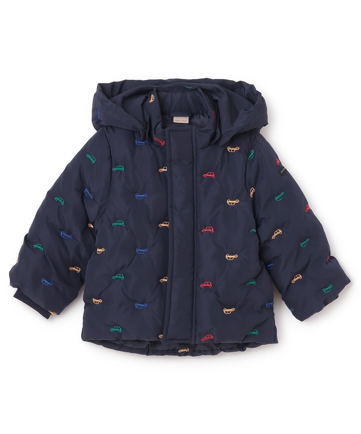 Утепленная куртка с вышивкой разных цветов Petit main, Navy blue — фото 4