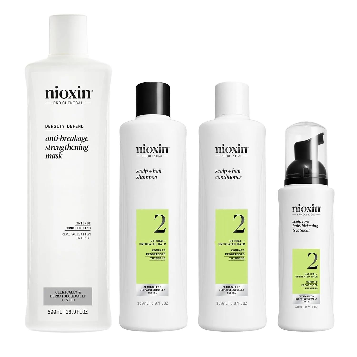 Nioxin System Kit 2, очищение, кондиционирование и уход за кожей головы для более густых и сильных волос, набор на 3 месяца + маска Deep Protect Density для укрепления и защиты поврежденных или окрашенных волос от ломкости, Orange