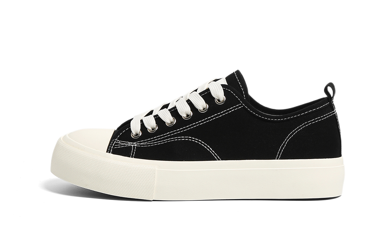 

Мужские легкие низкие кеды на платформе из износостойкого канваса HUANQIU, черный