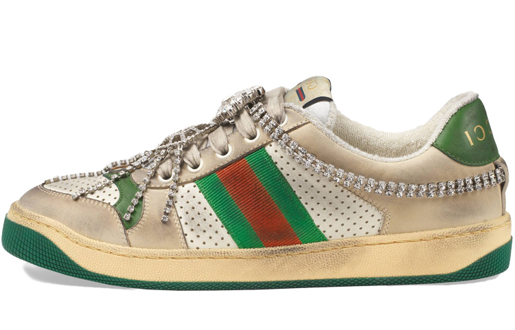 GUCCI Кроссовки Women's Screener 'Off White Green Crystals'