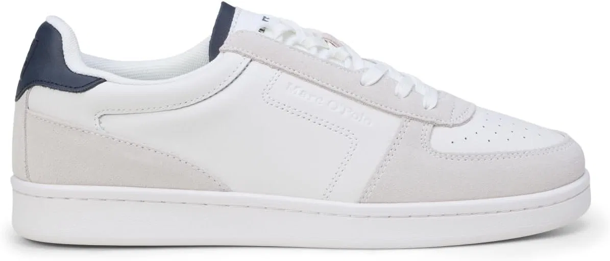 Мужские кожаные кроссовки Marc OPolo на плоской подошве с резиновой подметкой Marc O'Polo, White Navy — фото 4