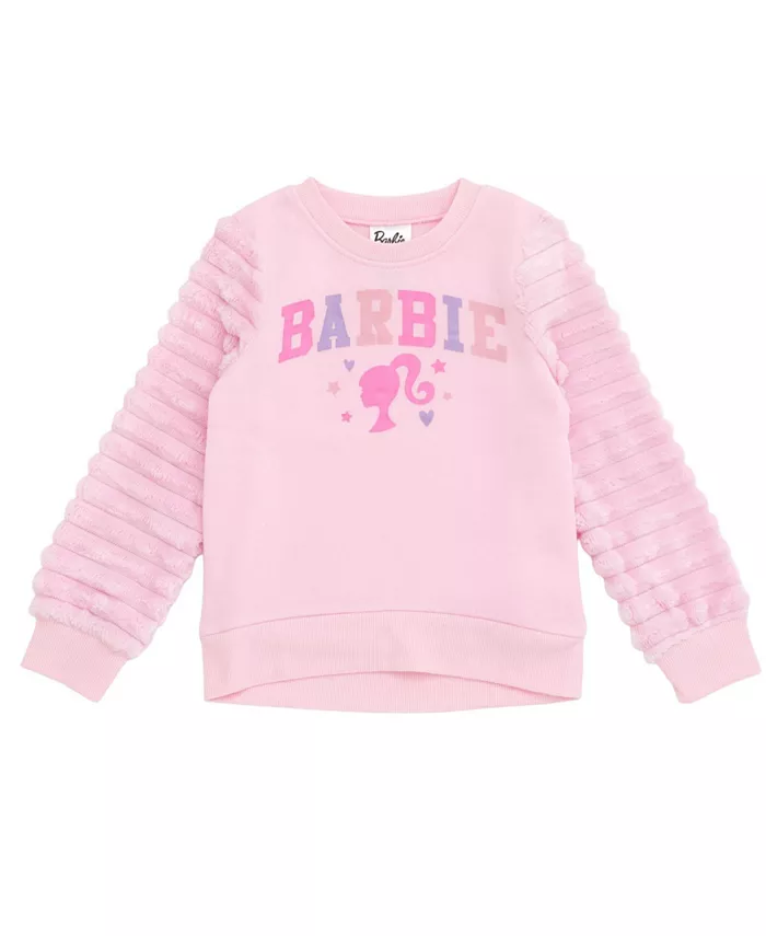 

Детская флисовая толстовка с поддельным мехом на рукавах Barbie, розовый