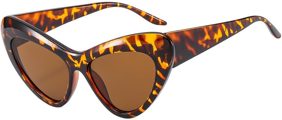 

Женские солнцезащитные очки «кошачий глаз» с утолщенными дужками, модные солнцезащитные очки ярких цветов, стильные очки конфетных оттенков, защита от ультрафиолета UV400 HHZZYVY, Leopard