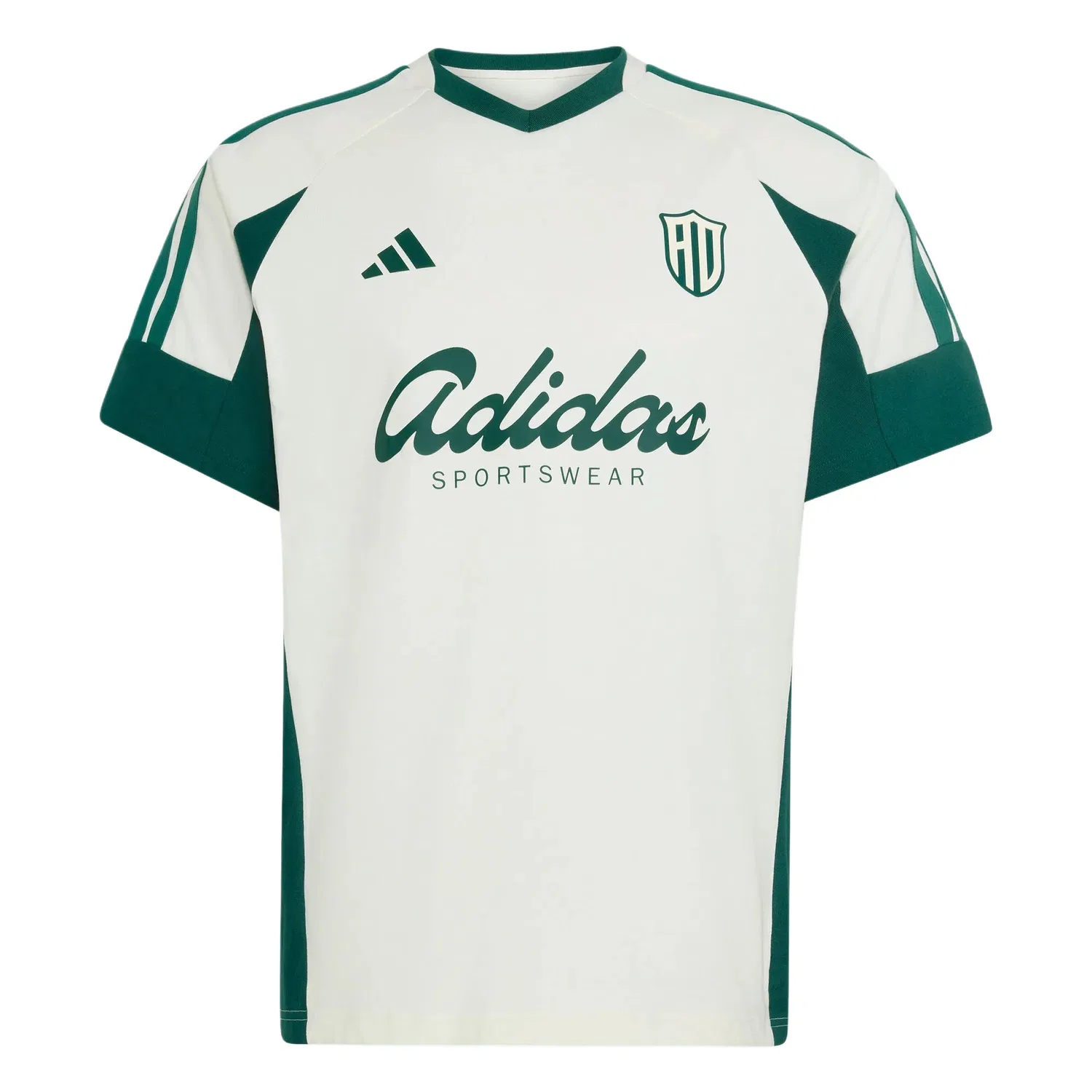 Футболка мужская с V-образным вырезом Jade White/Forest Green Adidas