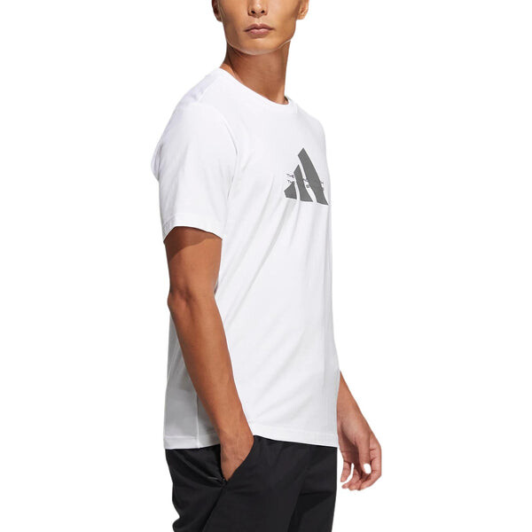 Футболка adidas Alphabet Large Logo Printing Round Neck Short Sleeve White, мультиколор — фото 4