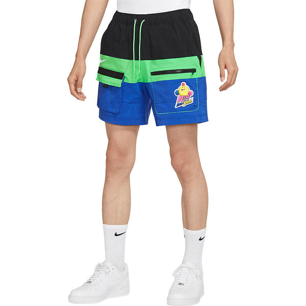 Шорты colorblock cartoon pattern sports lacing woven shorts black blue Nike, синий — фото 2