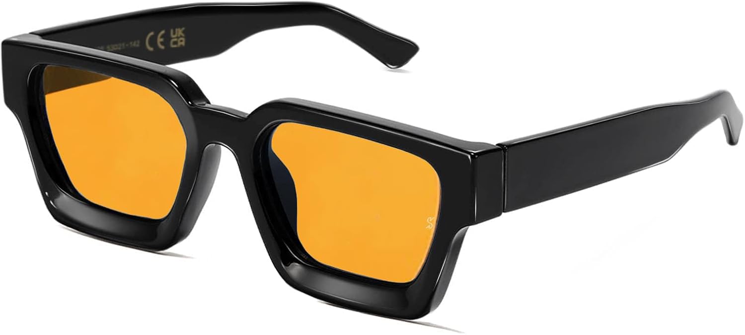 

Солнцезащитные очки SHEEN KELLY в стиле ретро, ​​квадратная форма, модные очки для мужчин и женщин, массивная прямоугольная оправа, черные, стиль 90-х, 030-polarized Orange