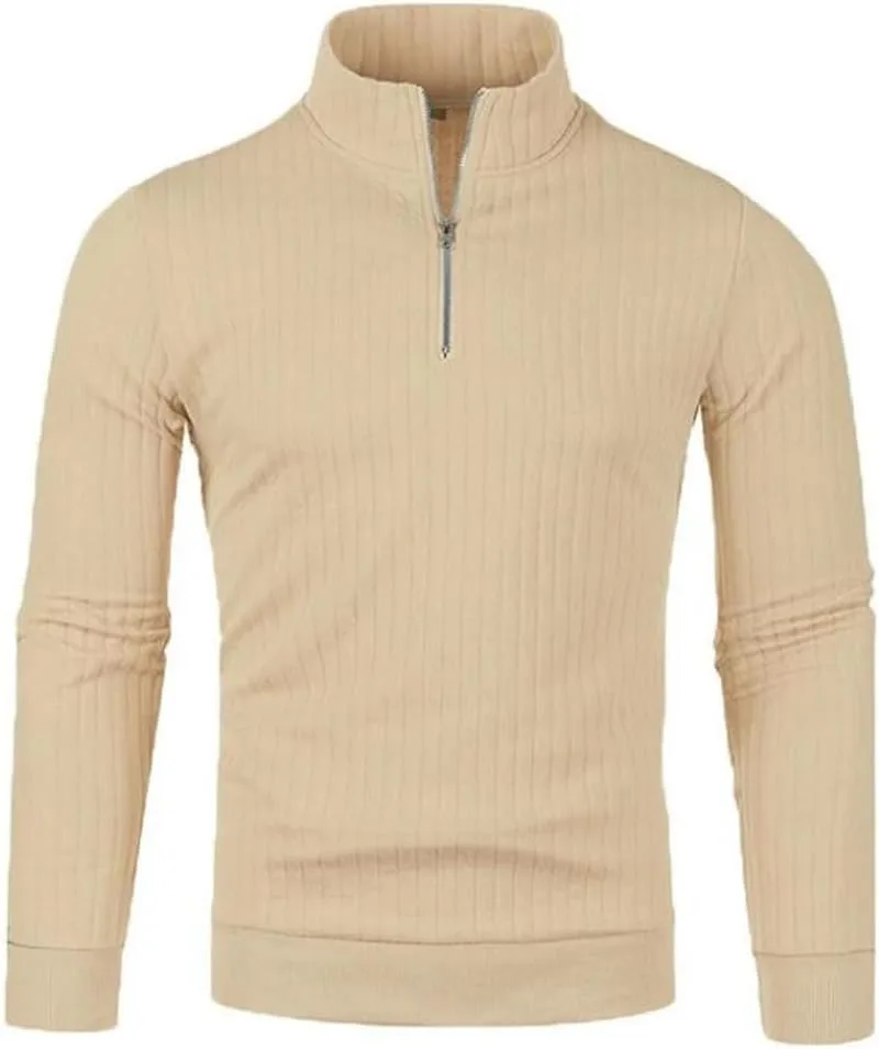 Мужской полувысокий воротник свитер Vintage Zipper Pullover Casual Knit — фото 2