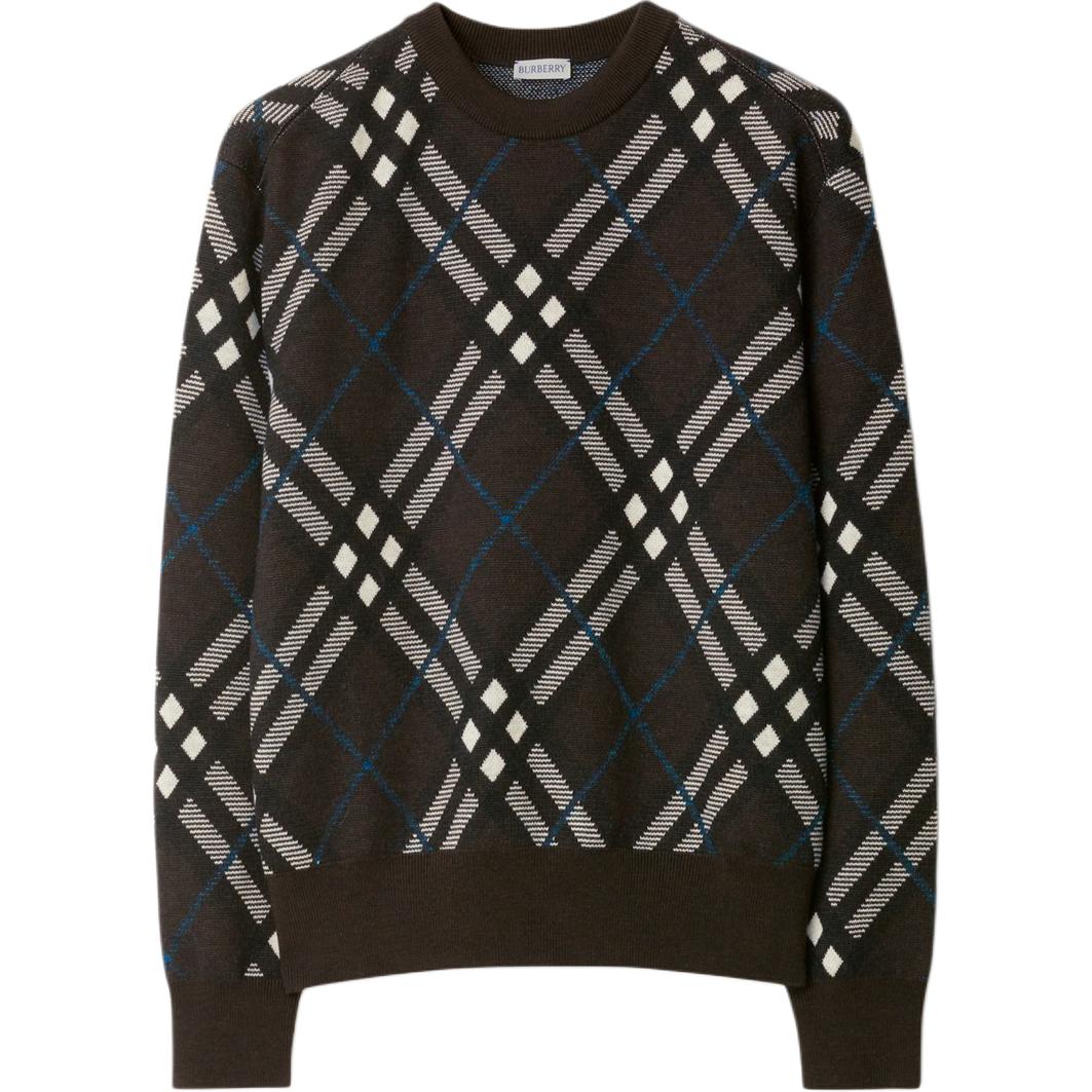 Футболка Burberry, шерстяная смесь, клетчатая, коричневый — фото 2