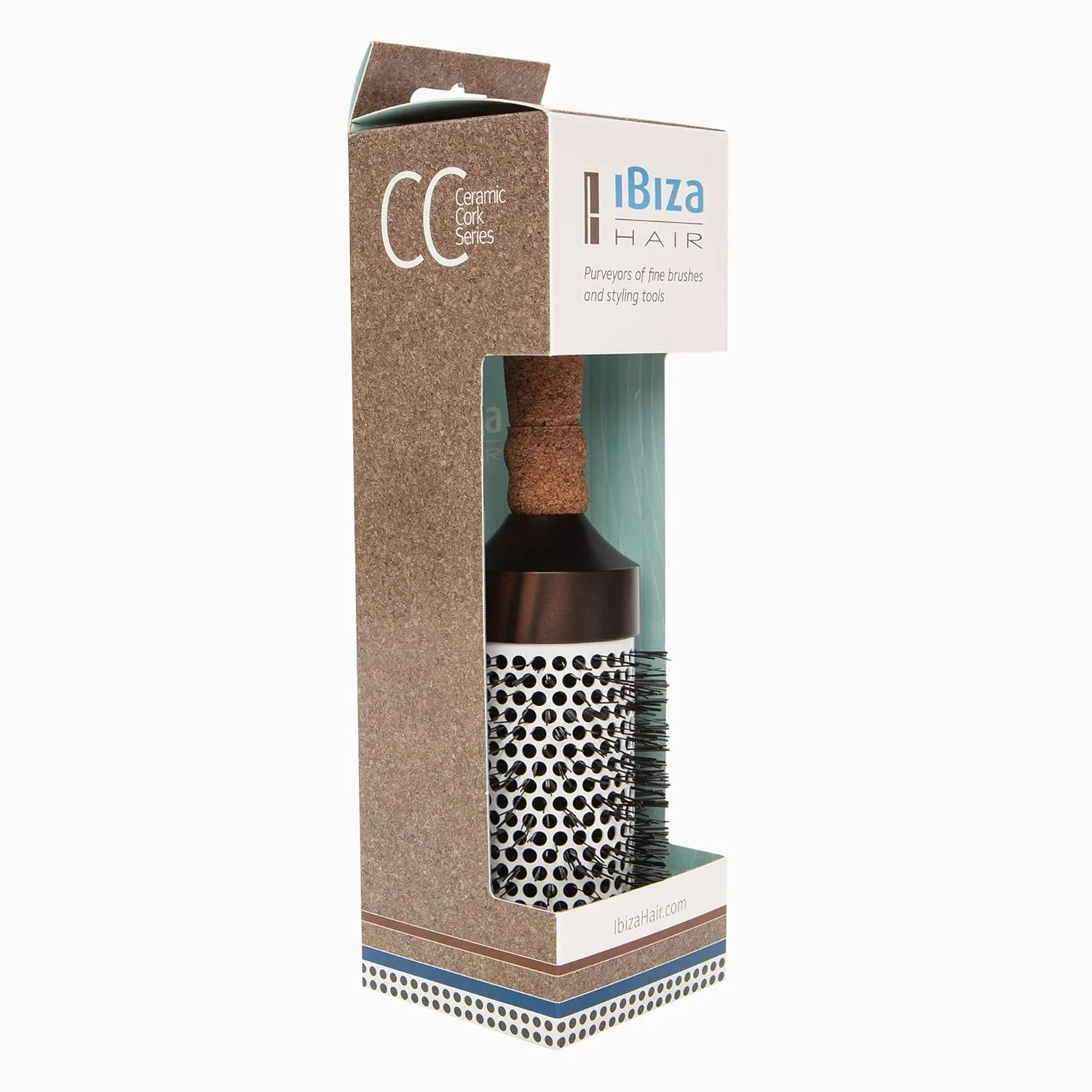 Щетка для волос Ibiza Ceramic Round (серия CC) с щетиной из карбона и нейлона, эргономичная ручка из пробки, термостойкая ионная конструкция для уменьшения пушистости и статики, подходит для всех типов волос CC5, 75 мм Ibiza Hair — фото 4