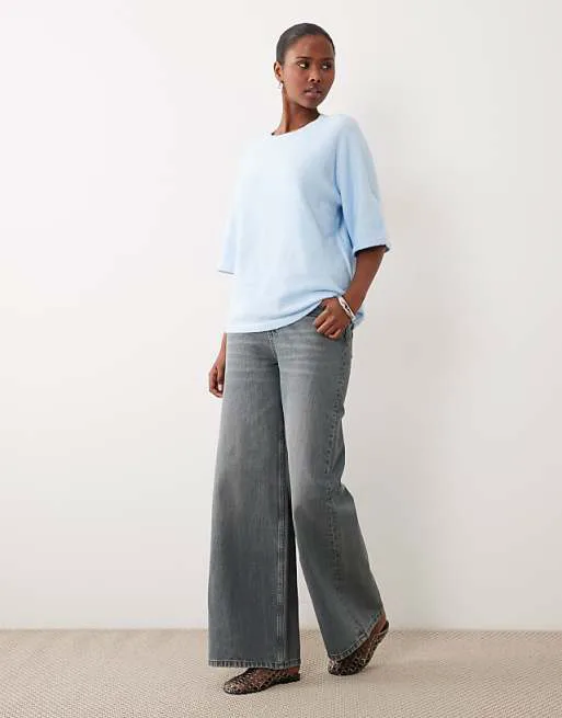 

Мягкая трикотажная футболка свободного кроя с короткими рукавами Vila голубого меланжа, Синий, Мягкая трикотажная футболка свободного кроя с короткими рукавами Vila голубого меланжа