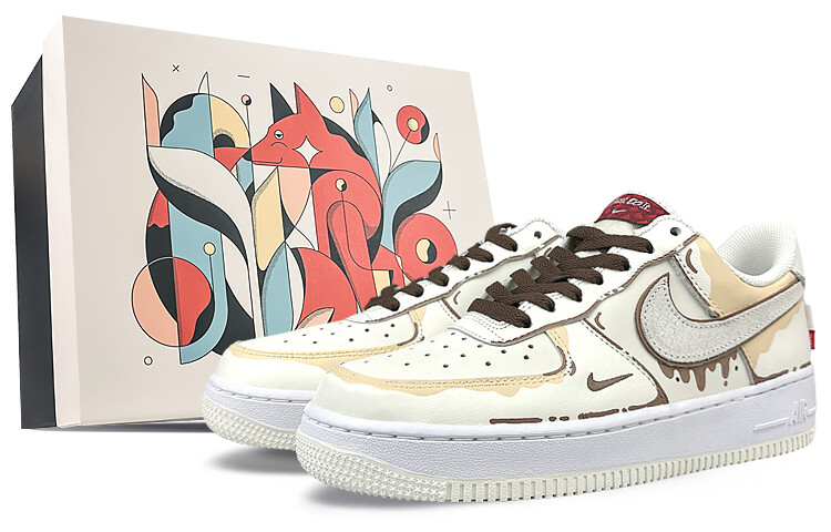 Кроссовки Nike Air Force 1 Skateboarding Shoes Unisex Low-top Coffee, белый