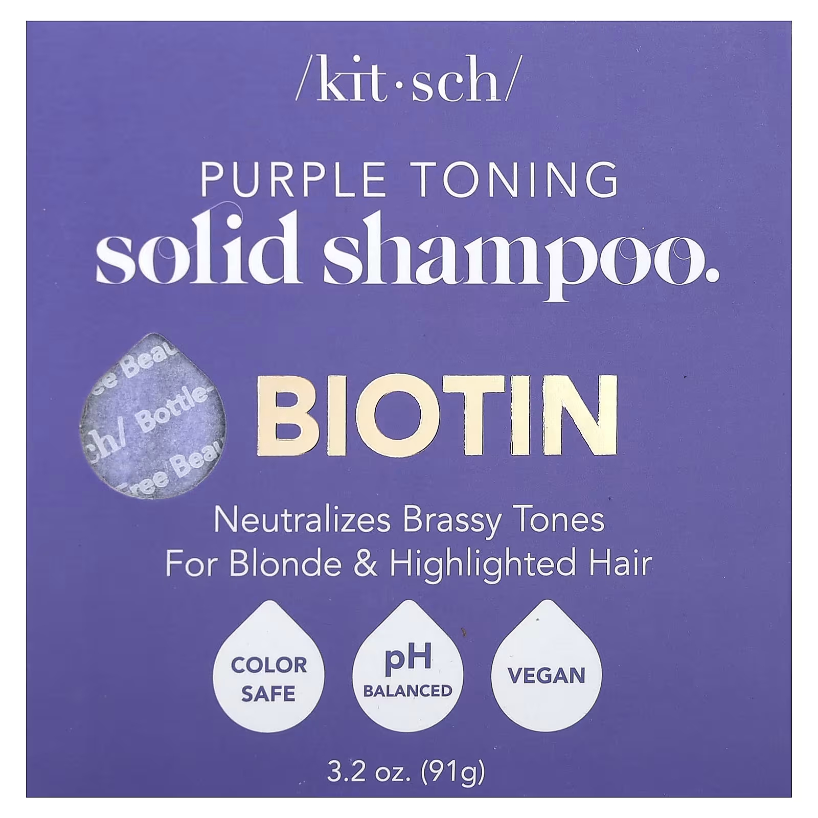 

Твердый шампунь Kitsch Purple Toning с биотином, апельсиновый цвет и жасмин, 91 г