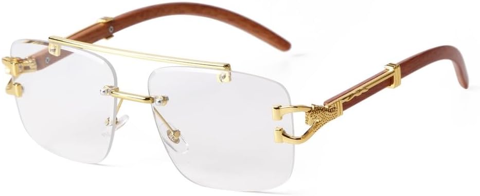 

Солнцезащитные очки LVTFCO с изображением головы леопарда, без оправы, для женщин и мужчин, с двойной перемычкой, винтажные прямоугольные солнцезащитные очки для мужчин, C10