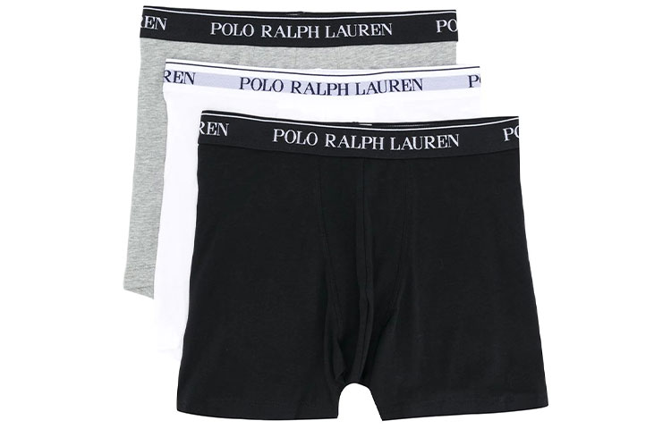 

Трусы-боксеры с логотипом на поясе Polo Ralph Lauren, набор из 3 штук (черный/серый/белый)