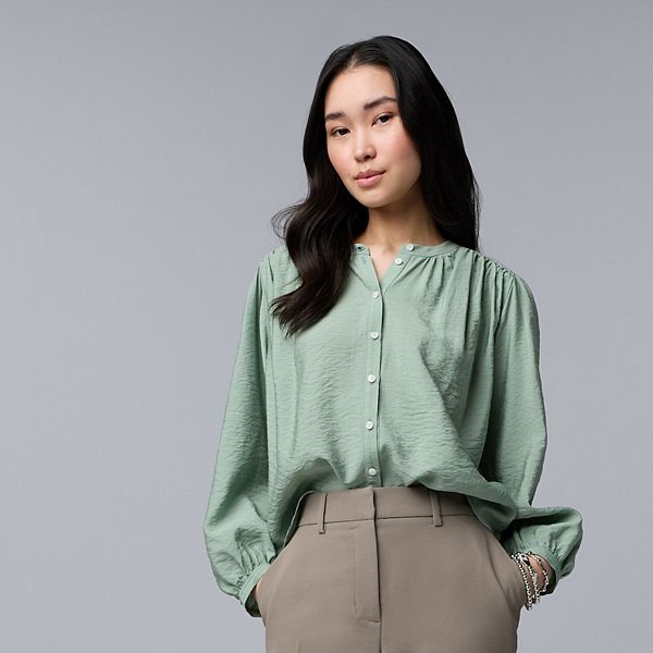 

Женская рубашка с буфами и рукавами-фонариками Simply Vera Vera Wang, Chadwick Green